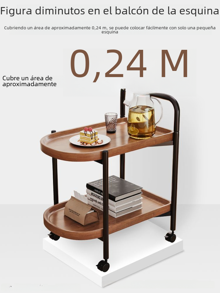 Mini Rolling Tea Table with Storage - Nordic Style