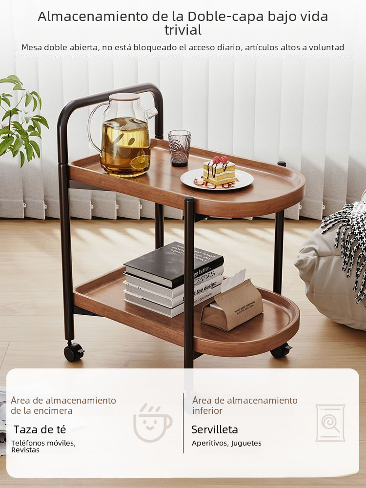 Mini Rolling Tea Table with Storage - Nordic Style